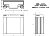 Odyssey Extreme Powersport 12V Battery, 16Ah, 170 CCA  • ODS-AGM16L