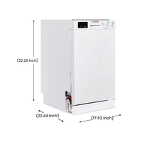Pinnacle 18" Built-In Dishwasher 8 Place Settings & 8 Wash Programs, White  • WB 1840