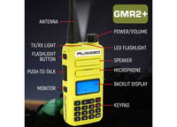 Rugged Radios 2 PACK - Rugged GMR2 PLUS - GMRS / FRS Two Way Handheld Radios,  Safety Yellow  • GMR2-PLUS-2-PACK-HV