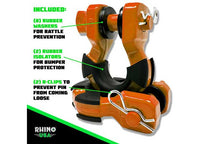 Rhino USA 8-Ton Super Shackles w/ Isolators, Orange  • SUPERSHACK-ORG