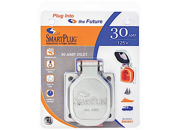 SmartPlug 30 Amp Stainless Steel Inlet w/ SS Cover  • BM30NT