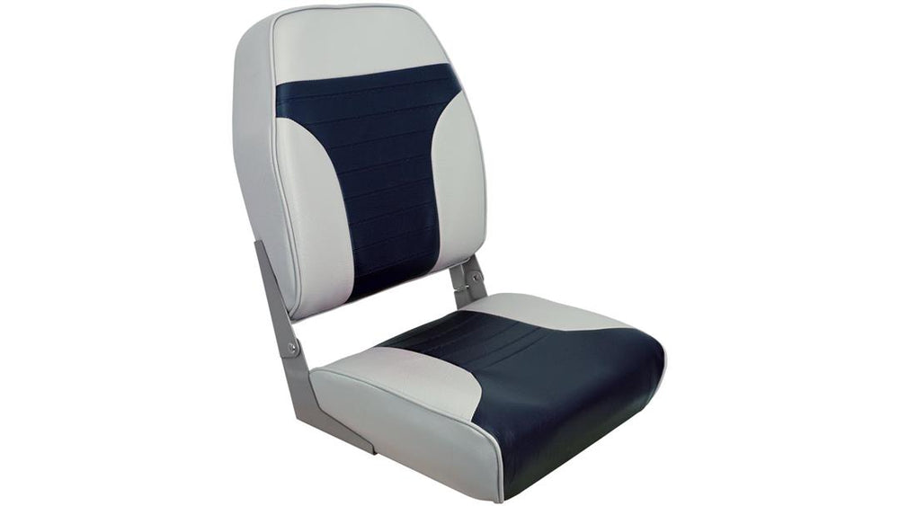 Springfield Marine Gray/Blue High Back Folding Boat Seat, 21.5" H x 16" W x 15.5" D  • 1040661