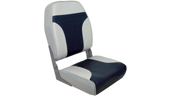 Springfield Marine Gray/Blue High Back Folding Boat Seat, 21.5" H x 16" W x 15.5" D  • 1040661
