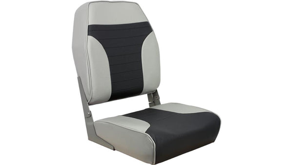Springfield Marine Gray/Charcoal High Back Folding Boat Seat, 21.5" H x 16" W x 15.5" D  • 1040663