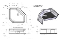 Specialty Recreation Shower Pan, Neo Angle, 34" x 34" x 9-1/2", Front Center Drain, Parchment  • NSB3434PC