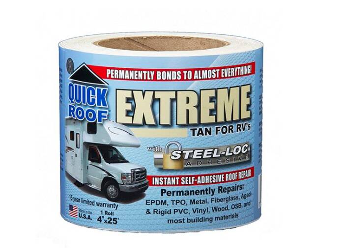 Cofair Products Quick Roof Extreme Multi-Purpose Tan Roll Tape 4"W x 25'L  • T-UBE425