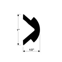 Taco 50' L x 1" H x 1/2" T Black Vinyl Rub Rail Flexible Insert  • V12-0303BKA50-1