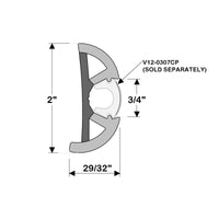Taco 60' L x 2" H x 29/32" T Frosty White Vinyl Rub Rail Kit with Flex Chrome Insert  • V11-9990WCM60-2
