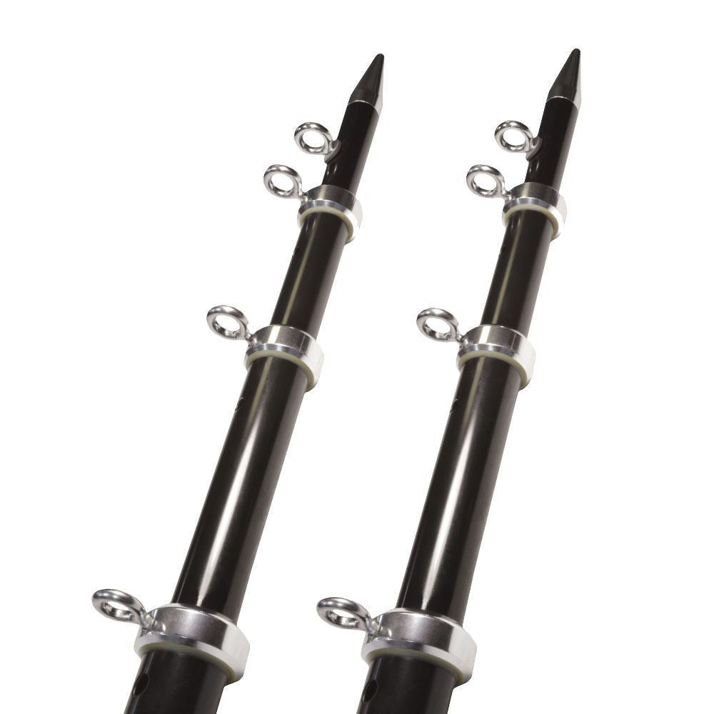 Taco OT Series 15' L 1-1/2" O.D. Black Aluminum Telescopic Outrigger Poles with Silver Rings & Tips  • OT-0542BKA15-HD