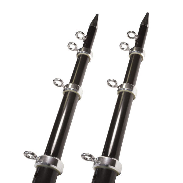 Taco OT Series 15' L 1-1/2" O.D. Black Aluminum Telescopic Outrigger Poles with Silver Rings & Tips  • OT-0542BKA15-HD