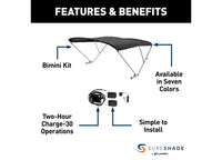 SureShade Battery Powered Bimini - Clear Anodized Frame, Navy Fabric  • 2021133094