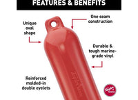 Taylor Made Hull-Gard Inflatable Boat Fender, Ruby Red, 10.5" x 30"  • 551024