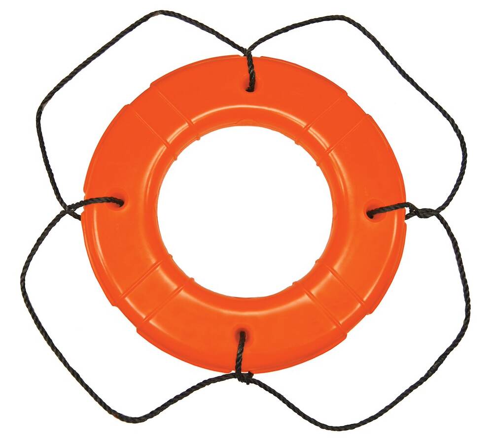 Taylor Made 24" Polyethylene Shell Life Ring with Black Grab Lines, Orange  • 569
