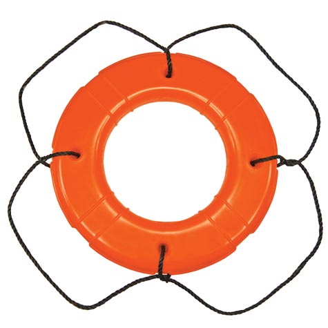 Taylor Made SOLAS 30" Orange Polyethylene Shell Life Ring with Black Rope  • 571