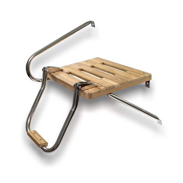 Whitecap 15" L x 18" W Teak Outboard Swim Platform with 1-Step Ladder & Handrails  • 60902