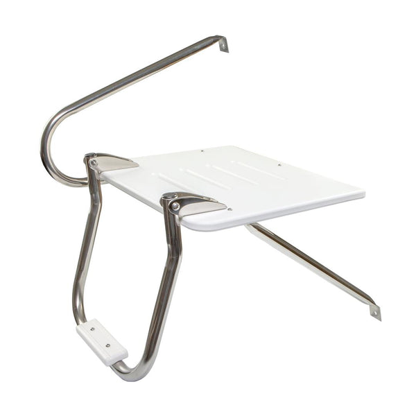 Whitecap 15" L x 18" W White Plastic Outboard Swim Platform with 1-Step Ladder & Handrails  • 67902
