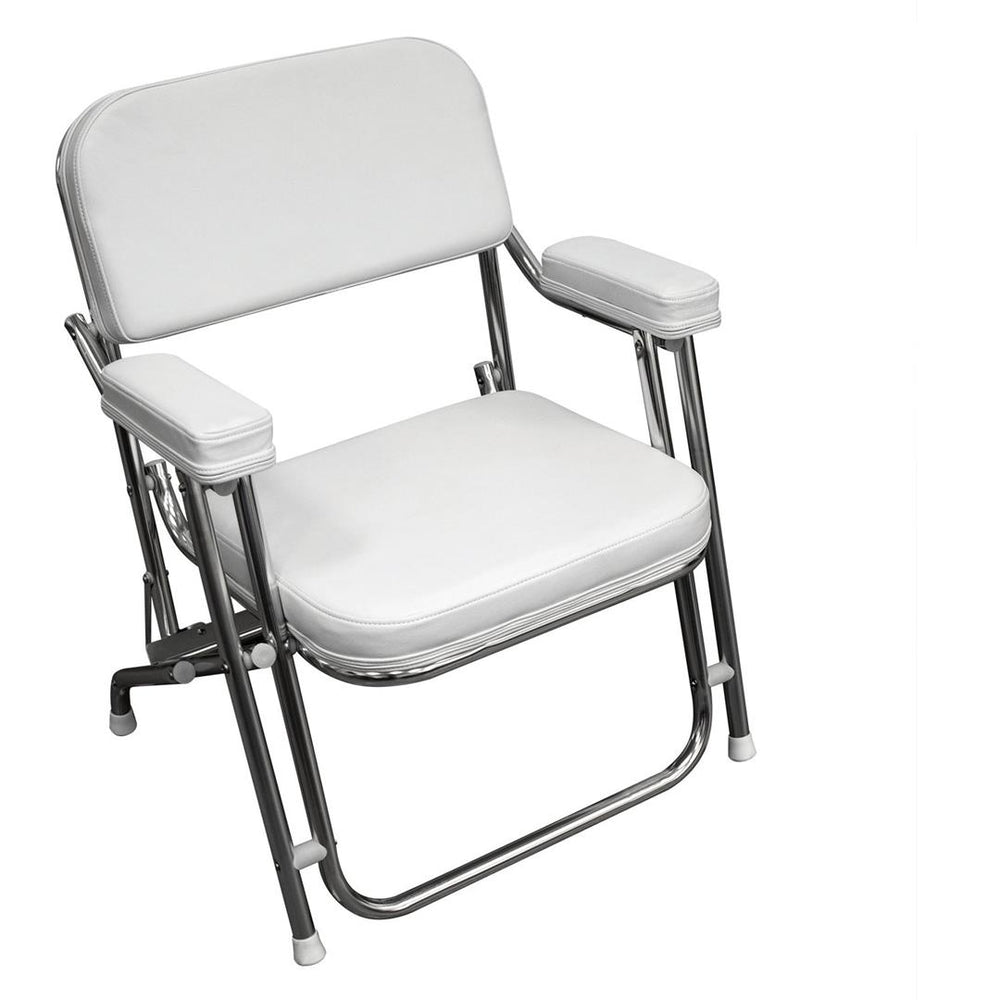 Wise Boaters Value 31" H x 25" W x 23" D White Folding Deck Chair  • 3316-784