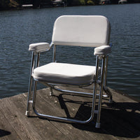 Wise Boaters Value 31" H x 25" W x 23" D White Folding Deck Chair  • 3316-784