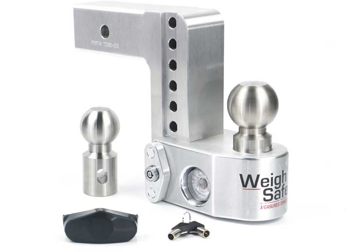 Weigh Safe Adjustable 6" Drop Aluminum with Stainless Steel Balls Ball Mount with Built-in Scale for 2-1/2" Receivers  • WS6-2.5