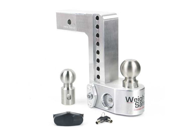 Weigh Safe Aluminum 8" Adjustable Trailer Hitch for 2.5" Receiver w/ Built in Weight Scale & 2 pc Keyed Alike Lock Set  • WS8-2.5