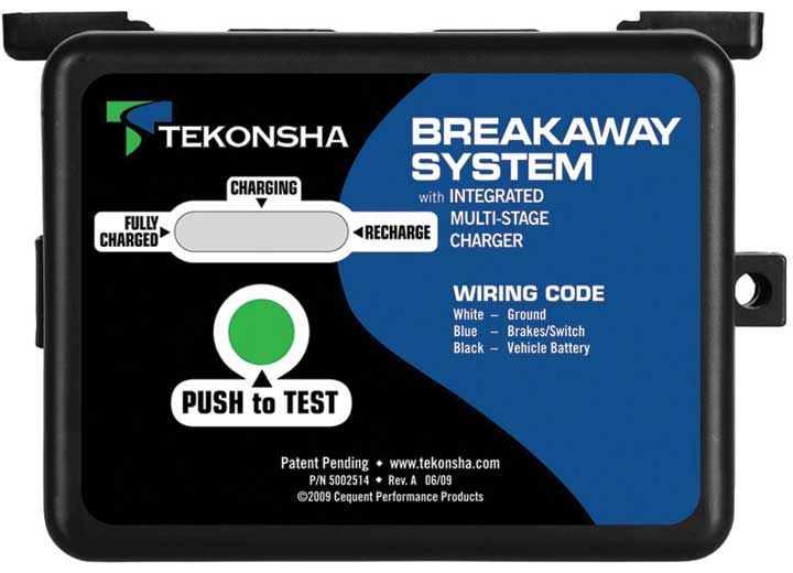 Tekonsha Breakaway System, 1 to 3 Axle Trailers, Push to Test LED, Integrated Multi-Stage Charger  • 50-85-313