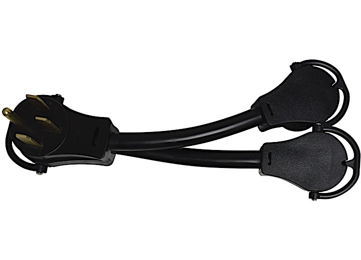 Valterra 50AM – 30AF x 2-Y Adapter Cord with Handles, 12″, Black  • A10-50X30Y