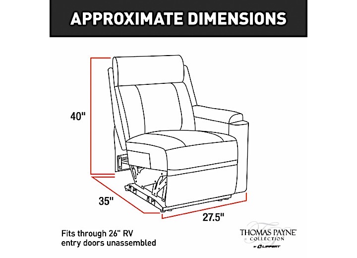 Thomas Payne Heritage Series Millbrae RV Theater Seating Left Hand Recliner  • 2020129263