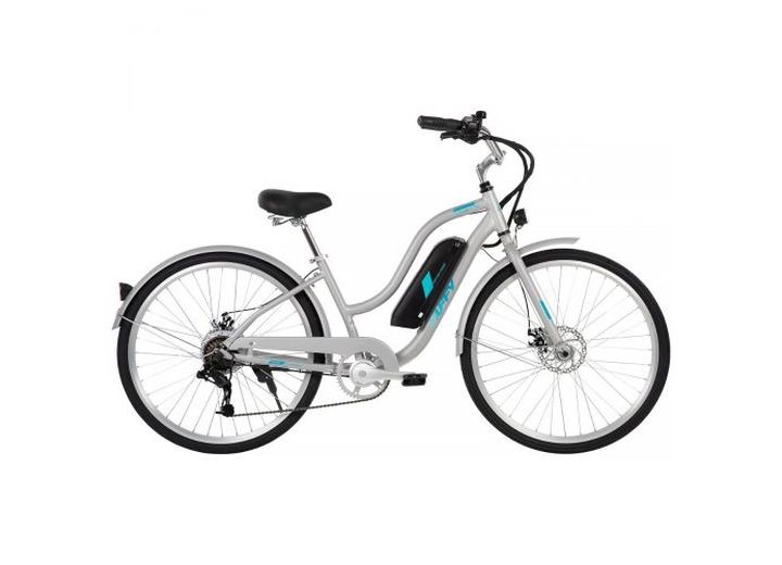 Huffy Everett + Women’s 27.5” Pedal-Assist Electric Comfort Bike – 36V, 350W, Silver  • E4870