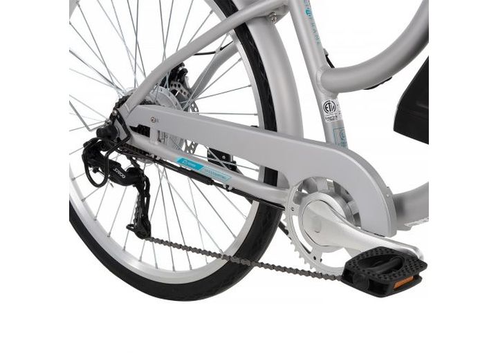 Huffy Everett + Women’s 27.5” Pedal-Assist Electric Comfort Bike – 36V, 350W, Silver  • E4870