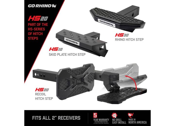 Go Rhino HS-20 Textured Black Hitch Step for 2