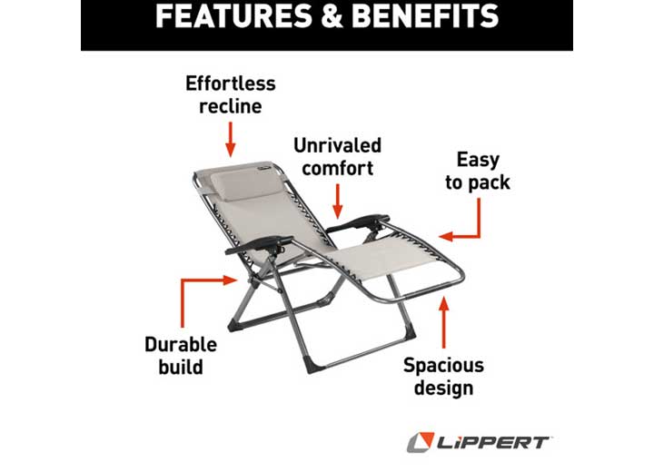 Lippert Stargazer Plus Zero Gravity Outdoor Chair, Sand  • 2021123288