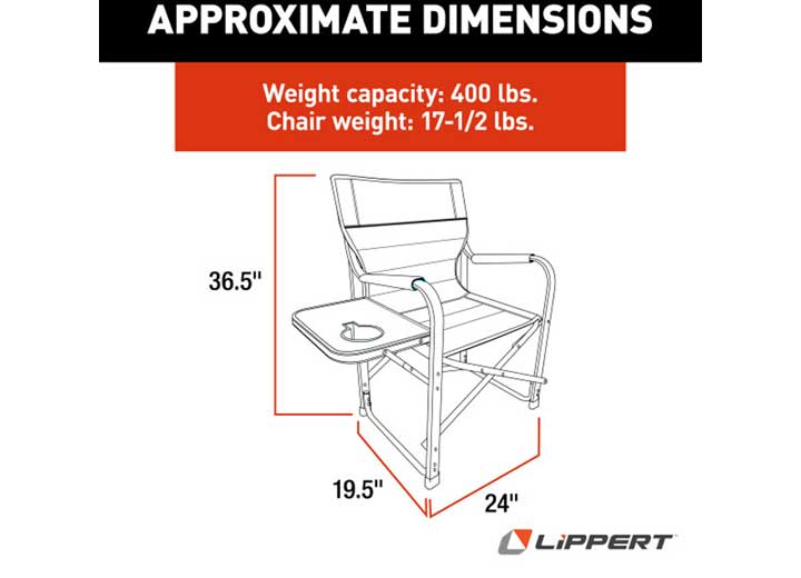 Lippert Scout Outdoor Directors Chair With Side Table - Dark Gray  • 2021123280