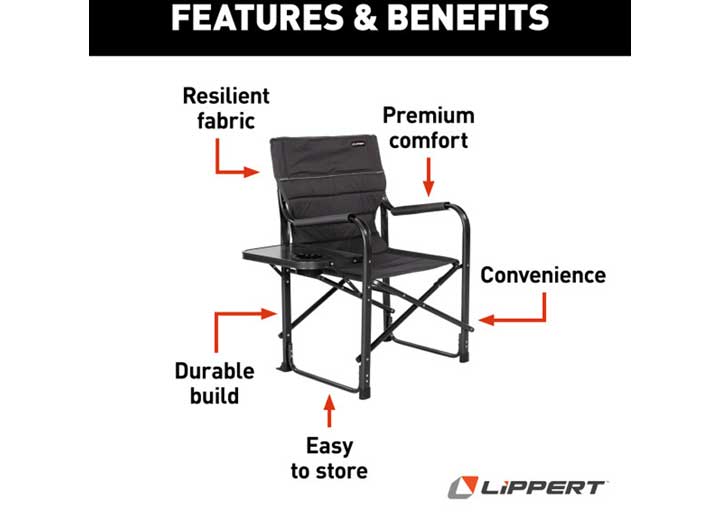 Lippert Scout Outdoor Directors Chair With Side Table - Dark Gray  • 2021123280