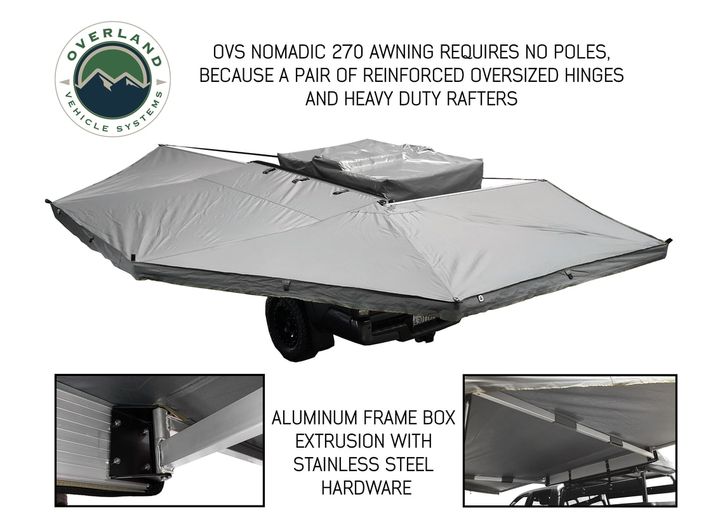 Overland Vehicle Systems Nomadic Awning 270 Driver Side Dark Gray Cover With Black Cover Universal  • 19519907