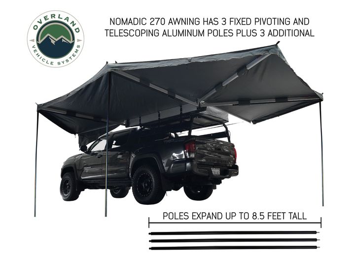 Overland Vehicle Systems Nomadic Awning 270 Driver Side Dark Gray Cover With Black Cover Universal  • 19519907