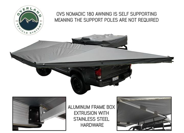 Overland Vehicle Systems Nomadic Awning 270 Passenger Side - Dark Gray Cover With Black Cover Universal  • 19529907