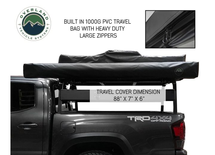 Overland Vehicle Systems Nomadic Awning 270 Passenger Side - Dark Gray Cover With Black Cover Universal  • 19529907