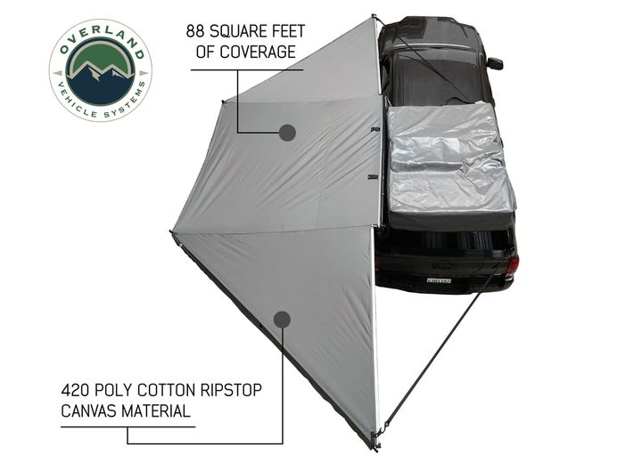 Overland Vehicle Systems Nomadic Awning 270 Passenger Side - Dark Gray Cover With Black Cover Universal  • 19529907