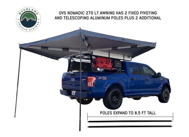 Overland Vehicle Systems Nomadic 270 LT Awning - Passenger Side - Dark Gray Cover With Black Cover Universal  • 19569907