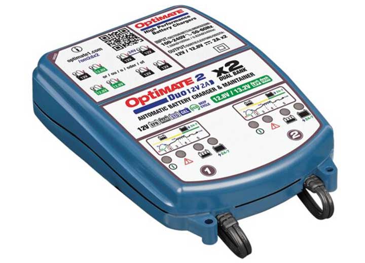 Optimate 2 DUO 12 / 12.8 Volt, 2 Amp Battery Charger [2 Bank]  • TM-571