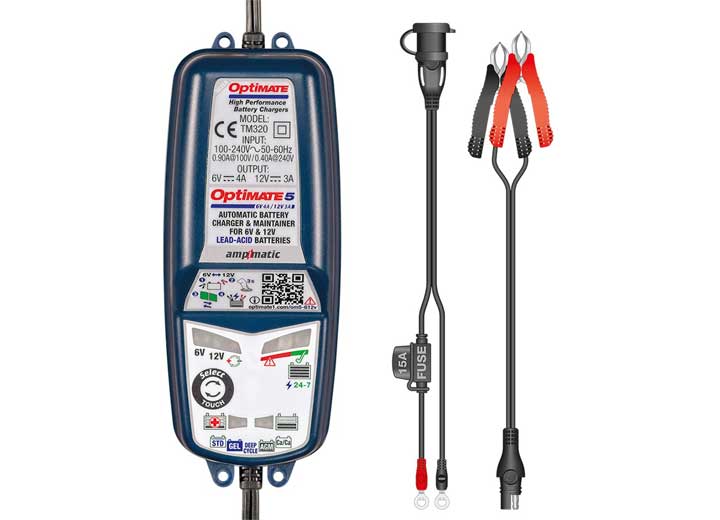 Optimate 5 Select Smart Battery Charger - AC to DC - 6V/12V - 4 Amp/3 Amp  • TM-321