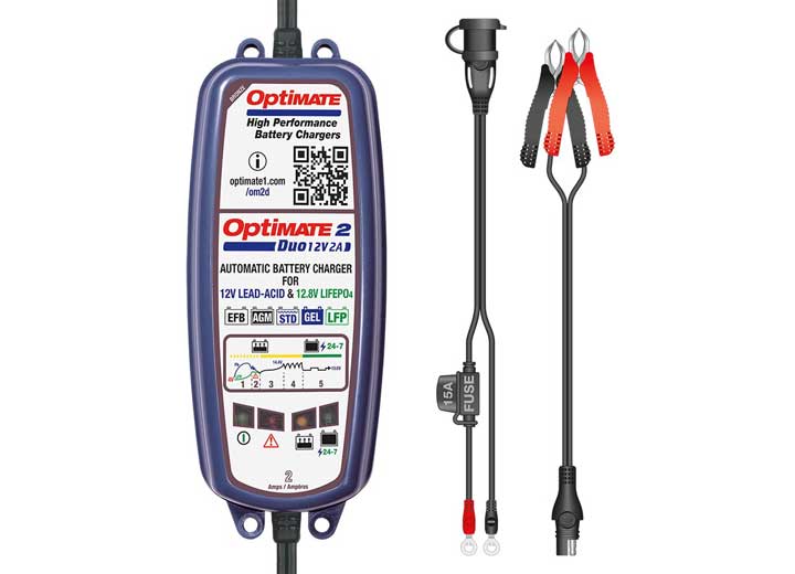 Optimate 2 DUO Smart Battery Charger - AC to DC - 12V - 2 Amp  • TM-551