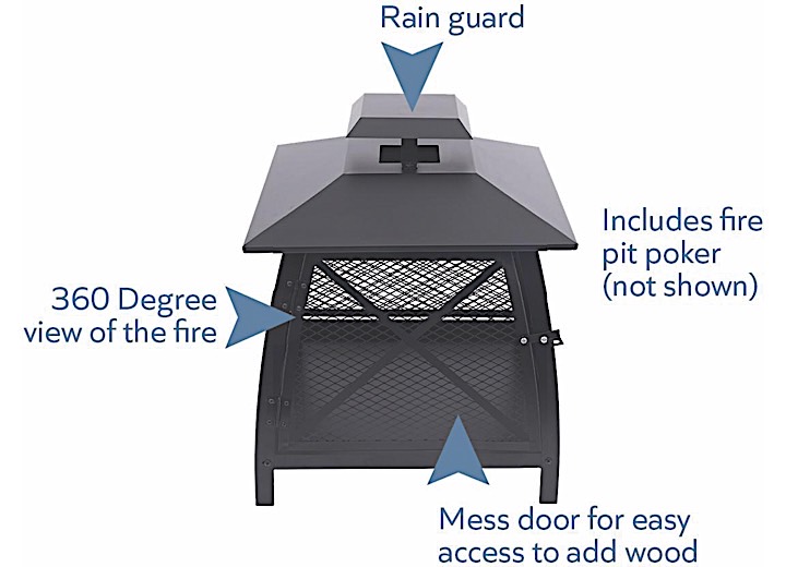 Blue Sky Outdoor Living 20” Square Wood Burning Outdoor Fireplace with 360-Degree View  • WBF20