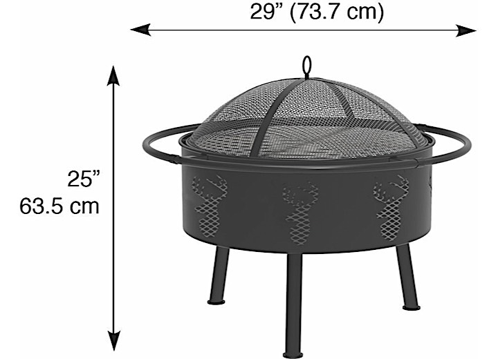 Blue Sky Outdoor Living 29” Deer Head Round Barrel Wood Fire Pit with Steel Ring  • WBFB29-MD