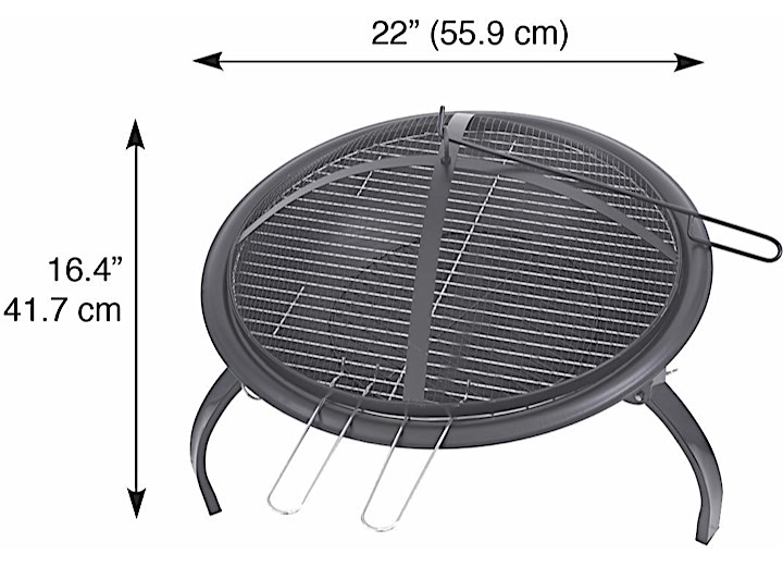 Blue Sky Outdoor Living 21.25” Round Folding Leg Portable Wood Fire Pit • WBPFP22