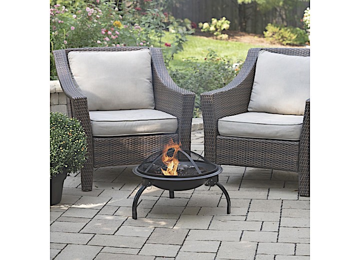 Blue Sky Outdoor Living 21.25” Round Folding Leg Portable Wood Fire Pit • WBPFP22