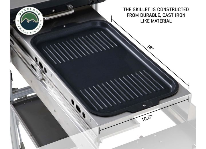 Overland Vehicle Systems Komodo Camp Kitchen - Dual Grill, Skillet, Folding Shelves, and Rocket Tower - Stainless Steel  • 30100001