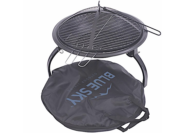 Blue Sky Outdoor Living 21.25” Round Folding Leg Portable Wood Fire Pit • WBPFP22