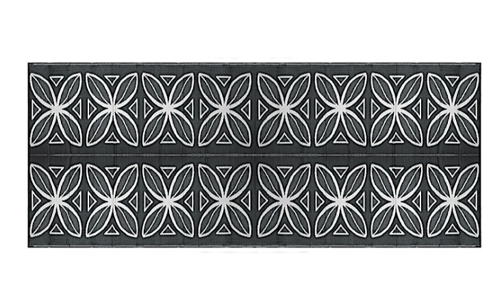 Camco Open Air Reversible Outdoor Mat - 8' x 20' Charcoal Botanical  • 42833