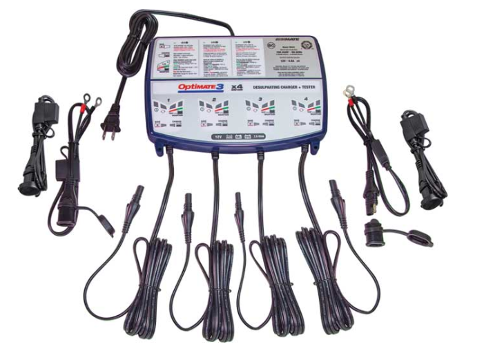 Optimate 3 Smart Battery Charger, AC to DC, 4 Bank, 12V, 0.8 Amp  • TM-455